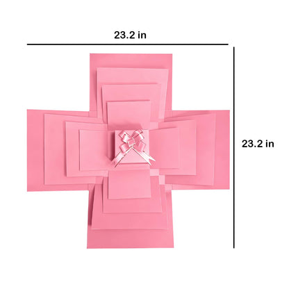 5-Layer creative explosion gift box, gift wrap box. Creating a 5-Layer of various gifts by yourself. An ideal, mysterious self-made gift for birthday, Christmas and anniversaries. (Pink, Square)