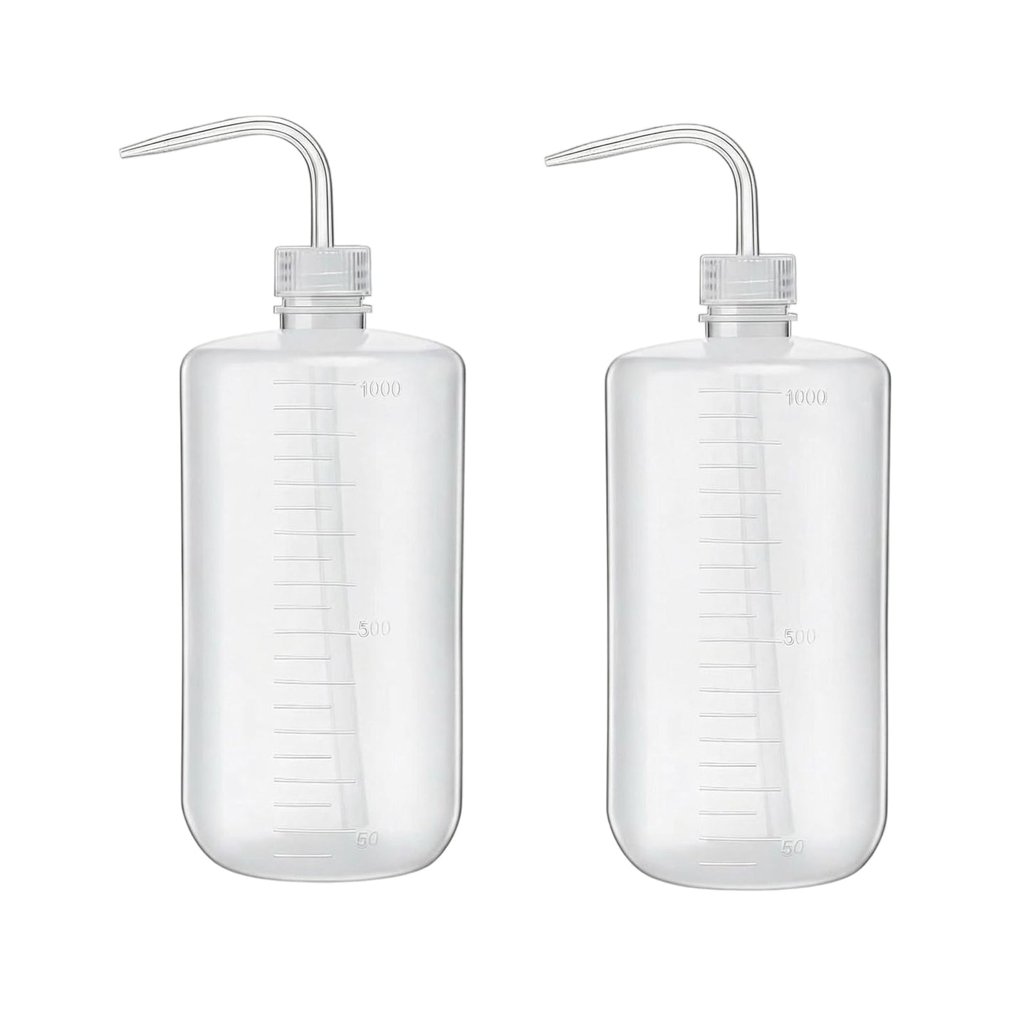 2PCS 1000ml/34 oz Plastic Squeeze Bottle With Measuring Refillable Bent Tip Wash Cleaning Liquids Water Storage Containers Pot Holder Portable Safety Garden Home Kitchen Supply (White)