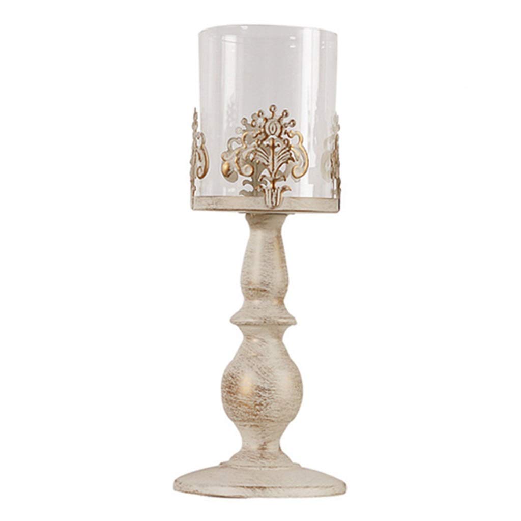 XILIN-1987 Candle Holderss European Retro Candle Holder Carved Wrought Iron Candlestick Metal Glass Home Furnishings Decorative Candlestick (Color : C)