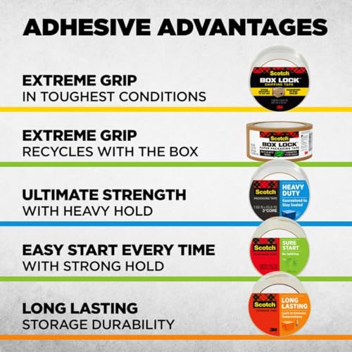 Scotch Heavy Duty Shipping Packaging Tape, 6 Rolls with Dispenser, 1.88" x 22.2 yd, 1.5" Core, Great for Packing, Shipping & Moving, Clear (142-6)
