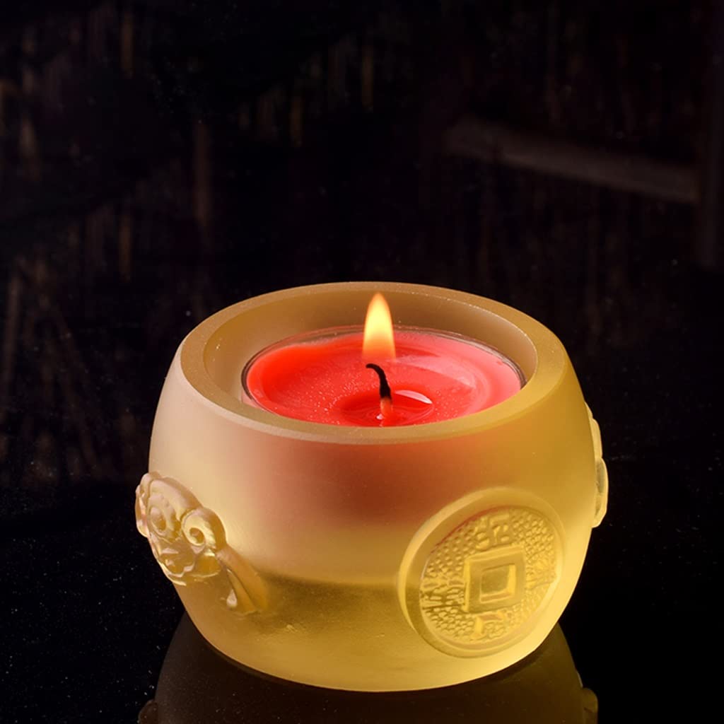 Candle Holder Glazed Lotus Lucky Candlestick Oil Lamp Base Decoration Suitable for Dinner Living Room Kitchen Restaurant Decorate Candlestick