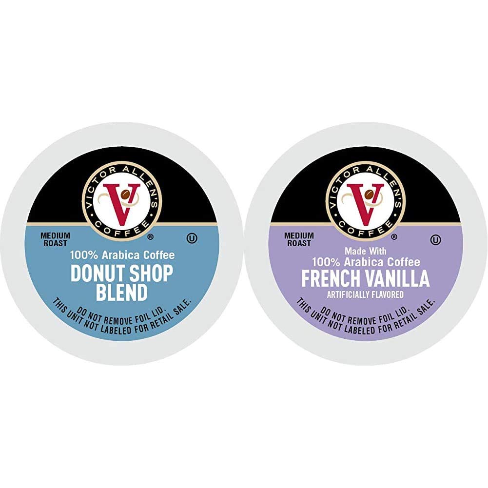 Donut Shop Blend for K-Cup Keurig 2.0 Brewers, Victor Allen Coffee, Medium Roast Single Serve Coffee Pods, 80 Count & French Vanilla for K-Cup Keurig 2.0 Brewers, 80 Count