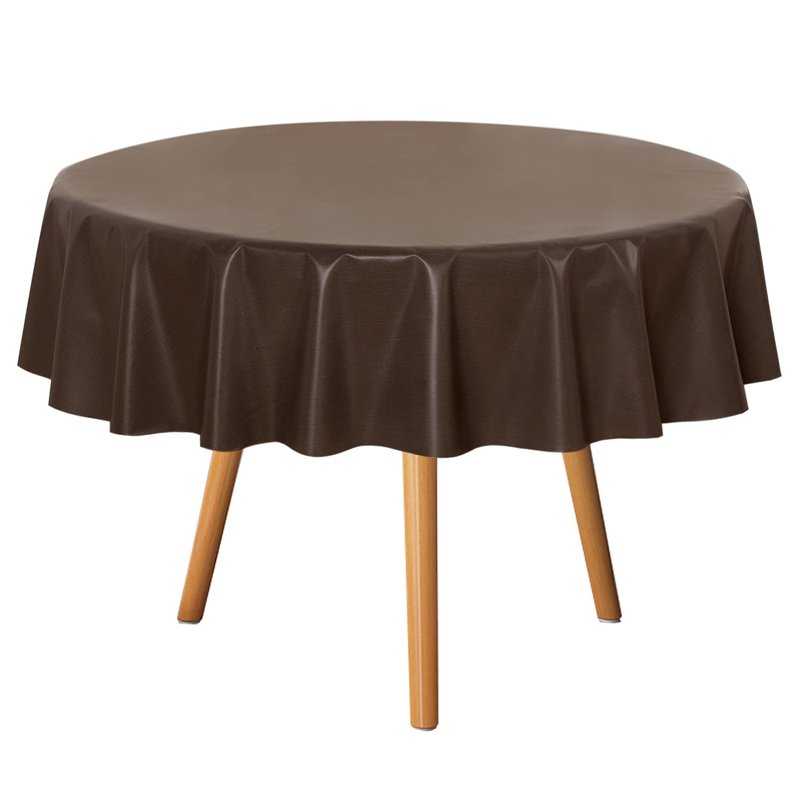 sancua 100% Waterproof Round PVC Tablecloth - 60 Inch - Oil Proof Spill Proof Vinyl Table Cloth, Wipe Clean Table Cover for Dining Tables, Buffet Parties and Camping, Coffee