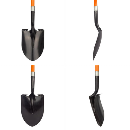 VNIMTI Heavy Duty Gardening Shovel, 56 Inch Round Blade with Fiberglass Handle (Orange)