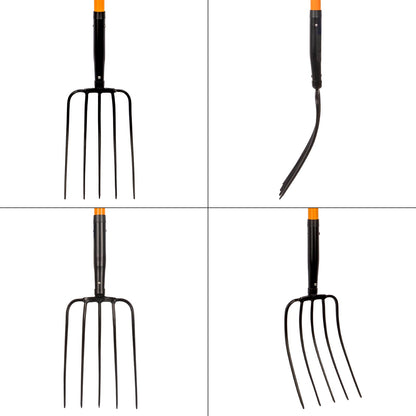 VNIMTI Pitch Fork for Gardening, 5 Tine Pitchfork Heavy Duty with Fiberglass Handle, 58 Inches