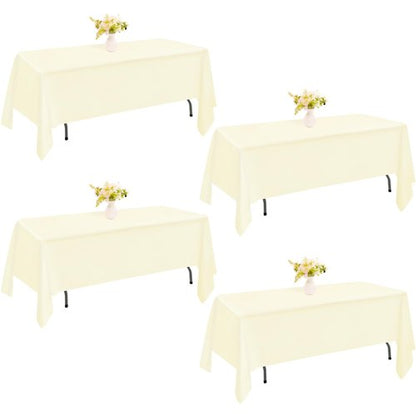 JALANCY 4 Pack Rectangle Tablecloth for 6 Foot Tables Washable Polyester Table Cover for Wedding Dining Table Parties Banquet（60x102 Beige）