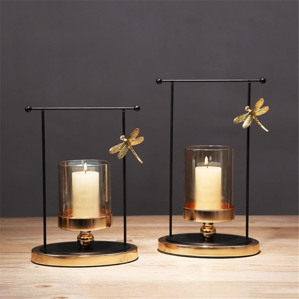cfycfy987 Candelabra Luxury Glass Candlestick Living Room Dining Table Home Decoration Metal Candle Holder Candle Sticks Holder(Large)