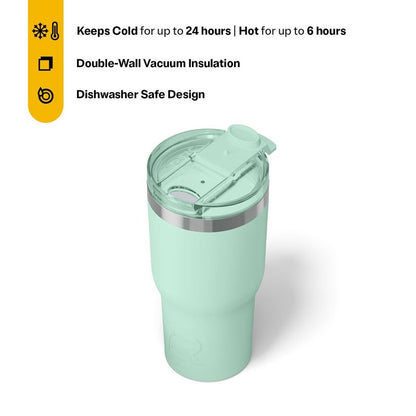 RTIC 20oz Essential Tumbler with Lid, Ceramic Lined, Insulated, Stainless Steel, Metal, Double Wall Vacuum-Insulation, Travel Cup for Iced Coffee, Tea, Hot and Cold Drink, Fresh Mint