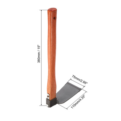 PATIKIL 15" x 3" Hoe Garden Tool, Carbon Steel Anti-Rust Garden Hoe with Wood Handle Welded for Loosening Soil Weeding Digging, Grey/Yellow