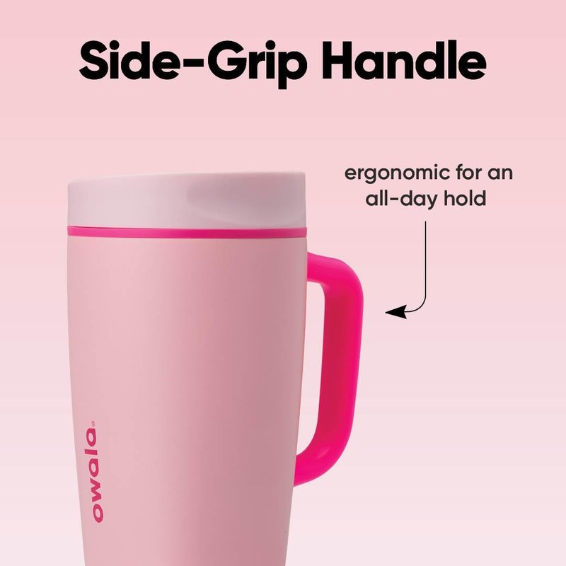 Owala SmoothSip Slider Stainless Steel Insulated Travel Mug with Handle, 100% Leak Proof, For Hot and Cold Drinks, Travel Friendly with Sliding Lock Lid, 12oz, BPA Free, Leak Proof, Pucker Up