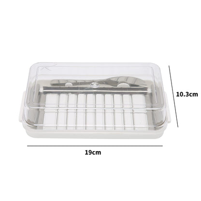 Butter Slicer Cutter, Stainless Steel Butter Cutter Container Butter Storage Box Small Butter Container with Transparent Cover Kitchen Tool for Easy Cutting (Butter grid hole