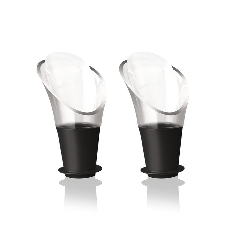 Vacu Vin Crystal Wine Server Set of 2 - Black, 5.5 x 7 x 1 inches