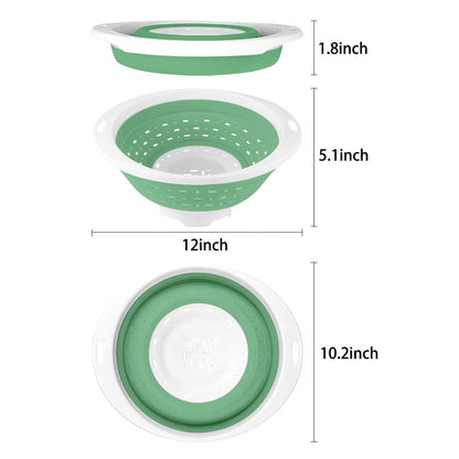 QiMH Collapsible Colander and Strainer, 5 Quart(1.25 gal) BPA Free & Dishwasher-safe Silicone Foldable Strainer, Heavey Duty Kitchen Drainer Basket for Pasta, Veggies and Fruits