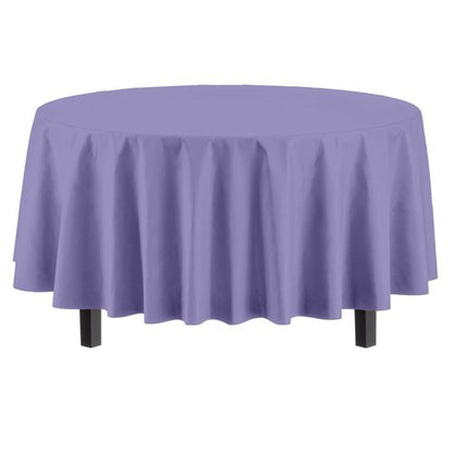 Exquisite 12-Pack Premium Plastic Tablecloth 84in. Round Table Cover - Lavender