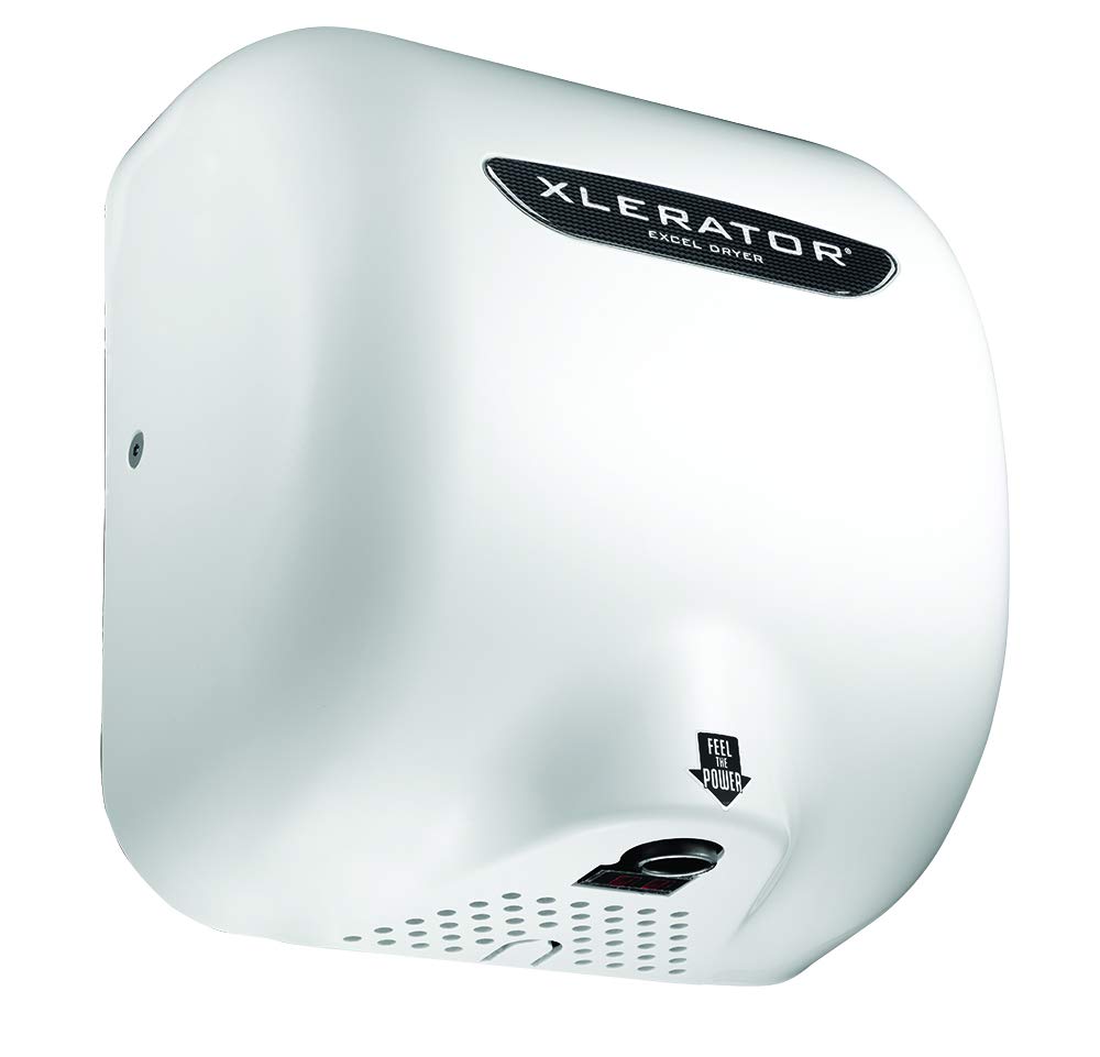 Excel Dryer XL-BWV Hand Dryer XLERATOR XL-BW Automatic, Surface-Mounted, White Thermoset (BMC) Cover, 208-277V Standard Nozzle