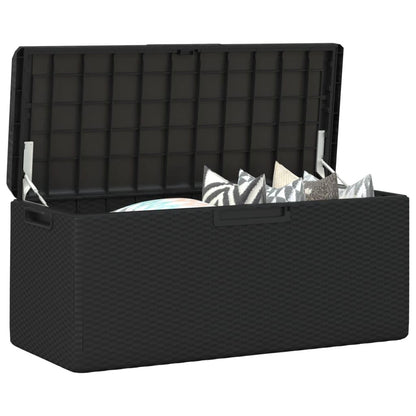 hliofuir Patio Storage Box, 92.5 Gallon Deck Box for Garden and Terrace, Synthetic Polypropylene Outdoor Container with Gas-Lift Lid, Anthracite, 48.8 x 48.8 x 23.2 in