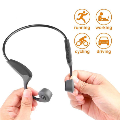 Bone Conduction Headphones Bluetooth 5.0 Open Ear Wireless Titanium HiFi Stereo with Mic Sweatproof Sports Headphones for Running Driving Cycling (Black)
