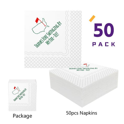 SharkBliss Golf Cocktail Napkins, Thanks Fore Swinging By My Par-Tee Disposable Paper Cocktail Beverage Napkin for Golf Theme Party Table Decor 2-Ply, 5x5" (50, Thanks Fore Swinging By My Par-Tee)