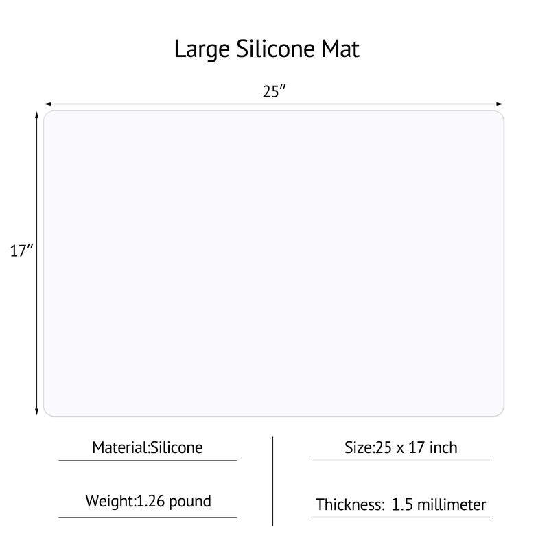 Gartful Silicone Mats for Kitchen Counter, Thicker 0.06", 25 x 17 inches Multipurpose Table Mat, Silicone Pad Desk Work Mat, Nonstick Nonskid Heat-Resistant Pad, Placemat, Translucent, 2PCS