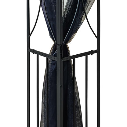 Anthracite Steel Gazebo with Sidewalls, 118.1"x118.1" Outdoor Canopy Tent, Double-Tiered Roof, Patio for Garden Parties Outdoor Structures
