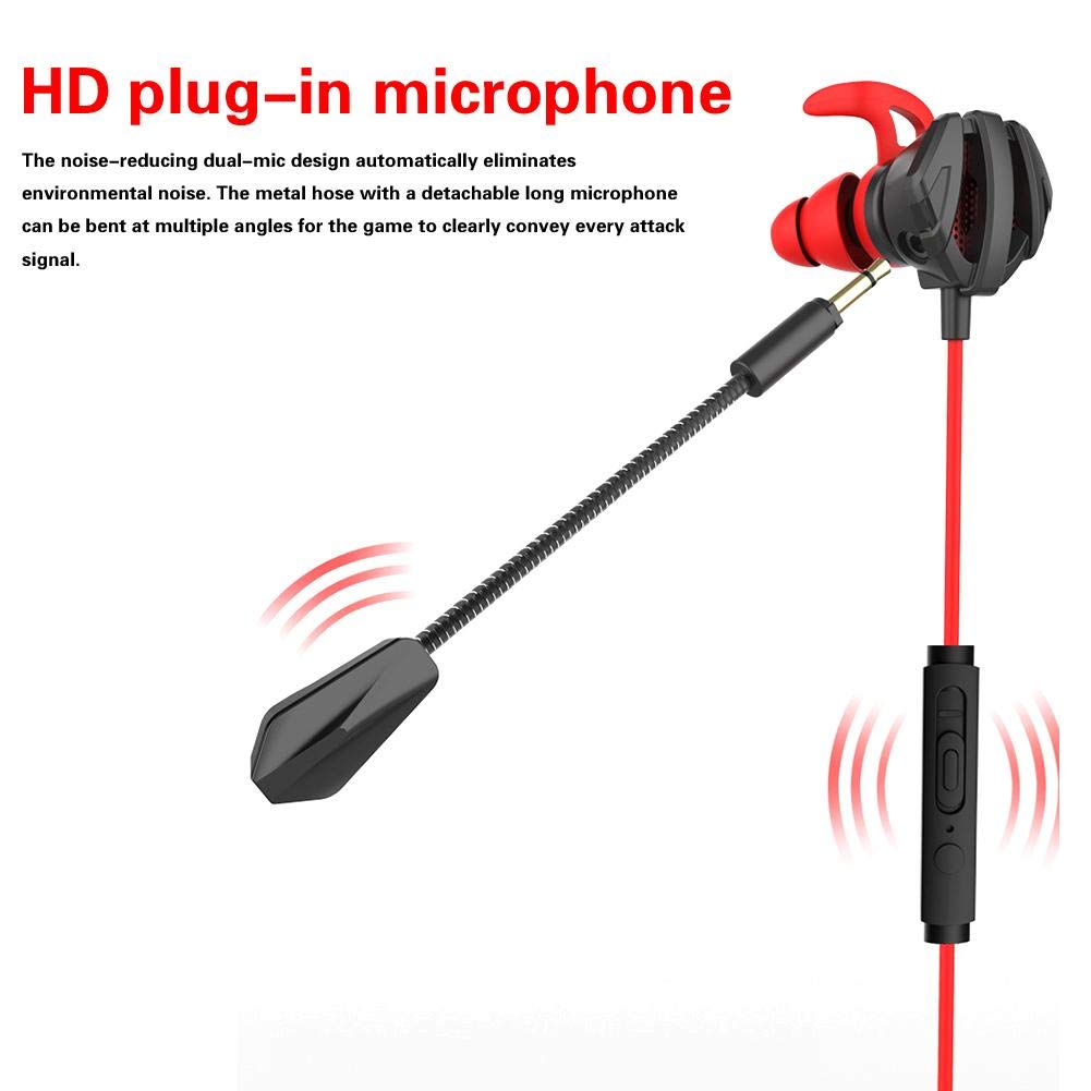 Eachbid Gaming Wired Earphone 3.5mm in-Ear Headphones with Dual Mic Gaming Headset for PS4 PUBG 3D Earbuds for Tablets Notebook Computer Black