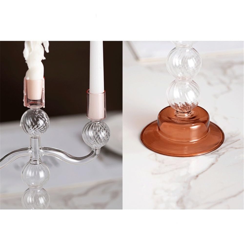 YUHUAWF Candle Holderss European Style Three-Head Glass Candlestick Home Decoration Ornaments Wedding Table Candle Holder Decorative Candlestick