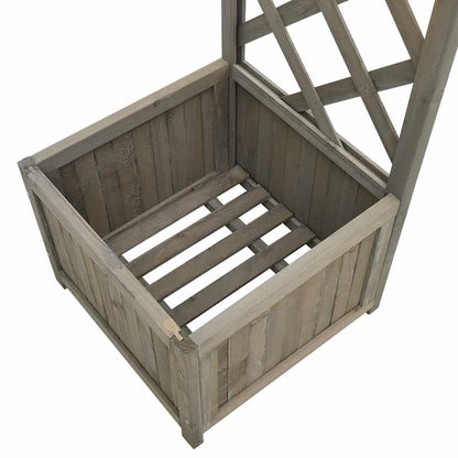 Solid Firwood Garden Pergola with Decorative Inlays and Planter Natural Wood Garden Structure for Outdoor Patio Decor