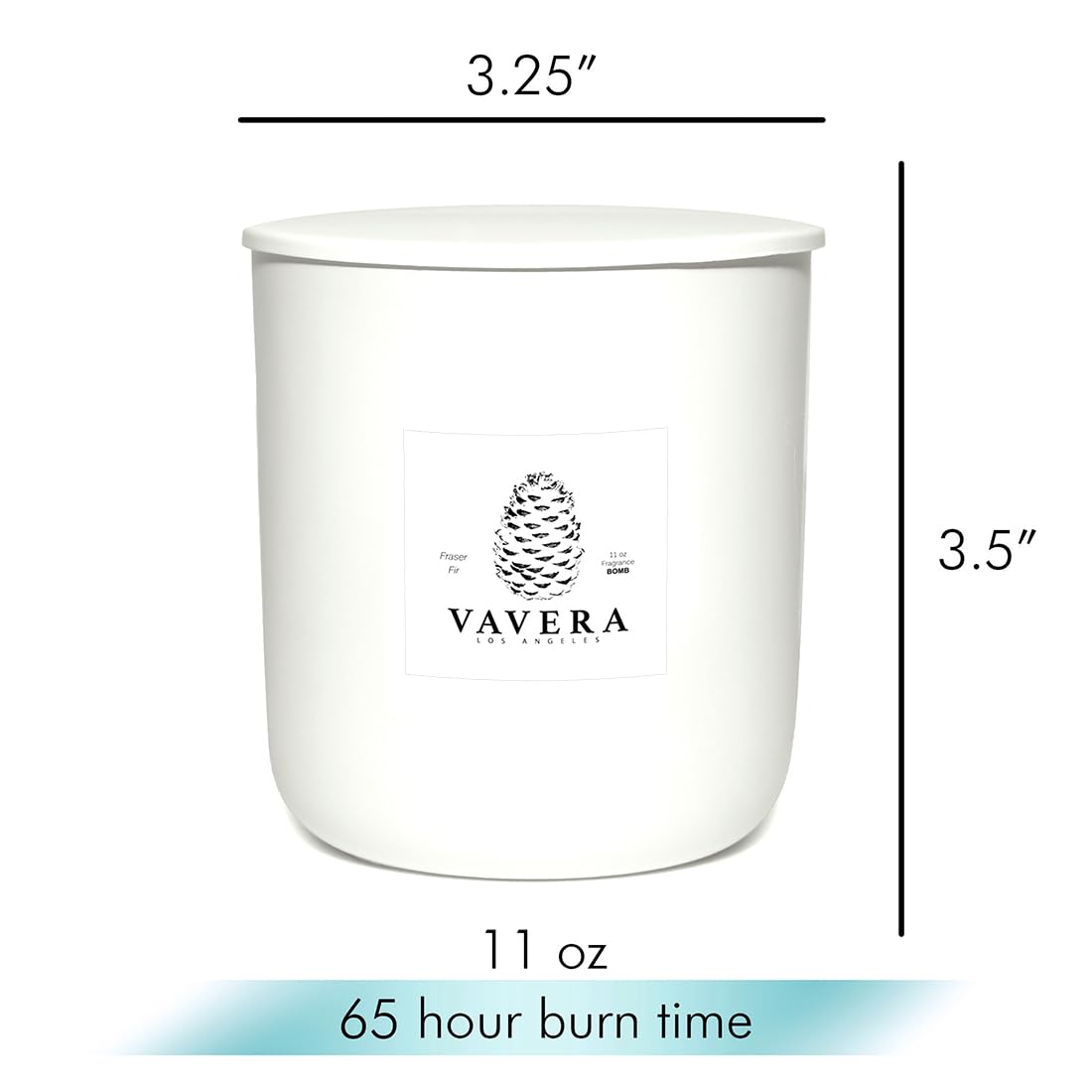 VAVERA Fraser Fir Candle Natural Wooden Wick (11oz Matte White Jar). Vegan Soy Christmas Candle. Pine Candles, Great for The Holidays. Non Toxic Candles for Women or Men. Hand-Crafted in USA.