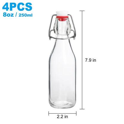 JOBVERT Swing Top Bottles,8.5oz 4 Pack Flip Top Glass Bottle with Airtight Grolsch Closures, Reusable for Kombucha, Beer, Cold Brew, Homemade Beverages & Storage