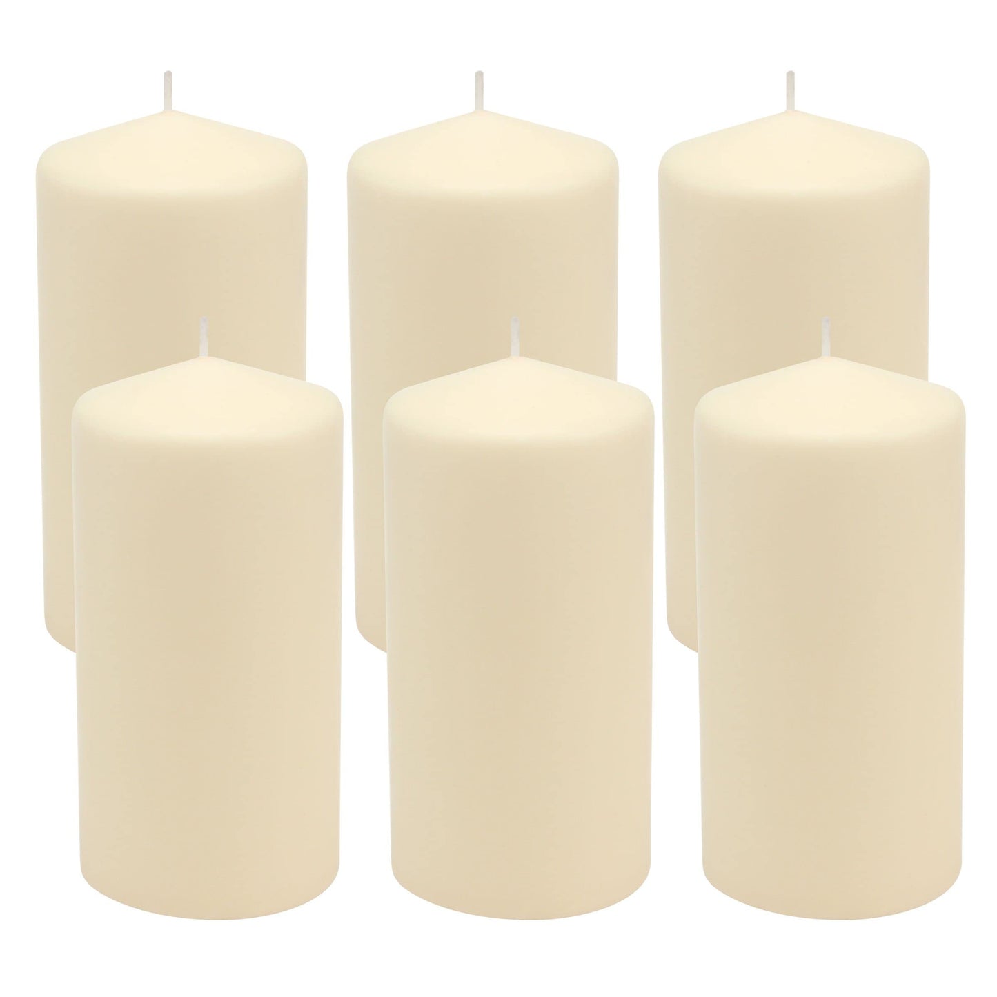Stonebriar Long Burning Tea Light Candles, 6 to 7 Hour Extended Burn Time, White, Unscented, Bulk 200-Pack (SM-TL200) & SB-SP-3548A Tall 3 x 6 Inch Unscented Ivory Pillar Candle Set, Set of 6, 3x6