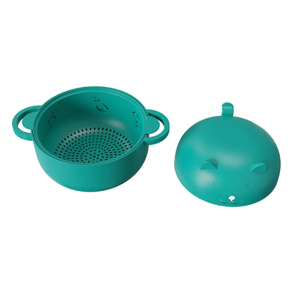 68 OZ Microwave Ramen Bowl, Noodle Cooker, Steamer for Cooking Food and Vegetables with Removable Strainer, Green