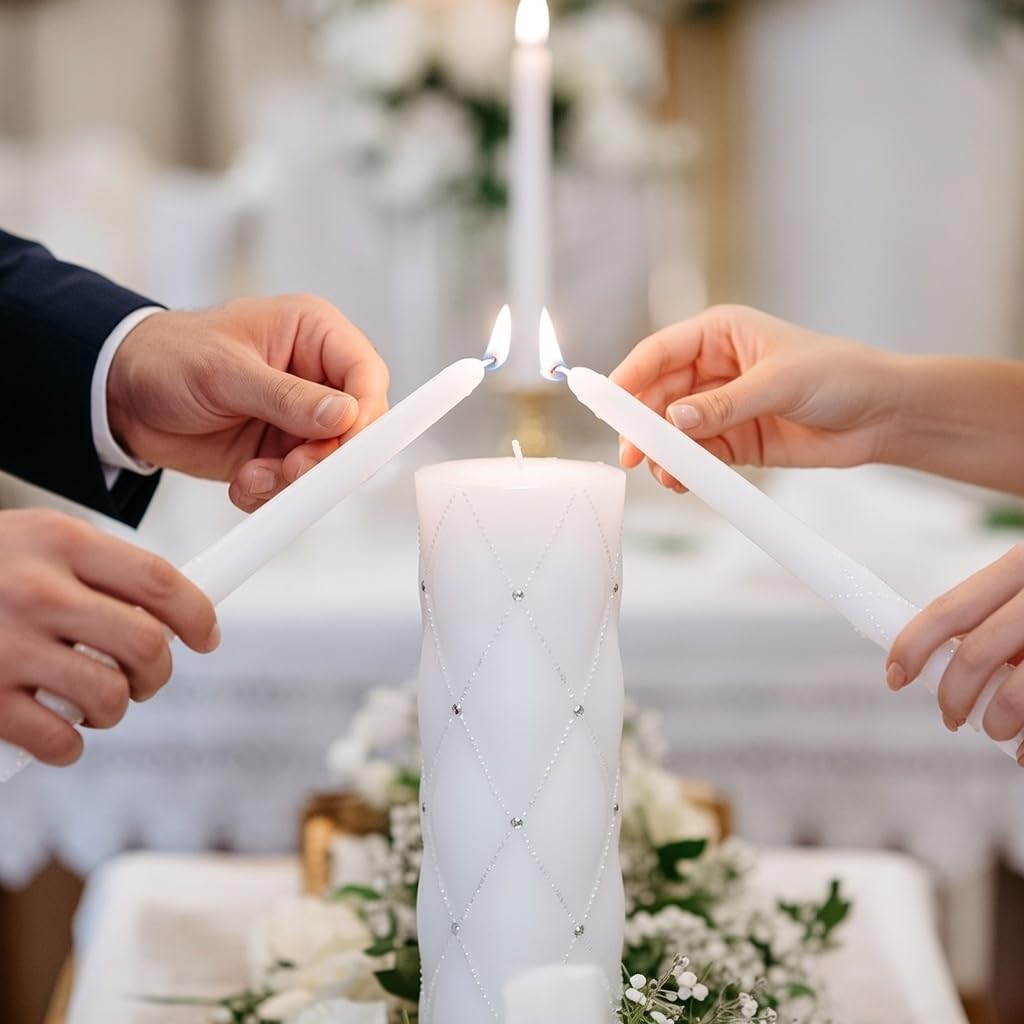 Hosley 11.5" High White Wedding Unity Candle Set. Great for Weddings Party Special Events and Emergency Lighting Reiki Spa Meditation. W5