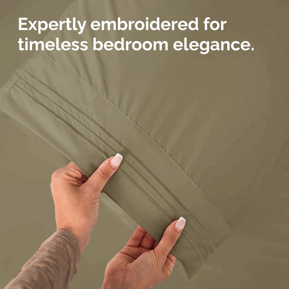 Queen Pillow Cases by [Brand Name] - Ultra Soft Hotel Quality Covers | Wrinkle-Free, Stain-Resistant - 4 Piece Set in Khaki