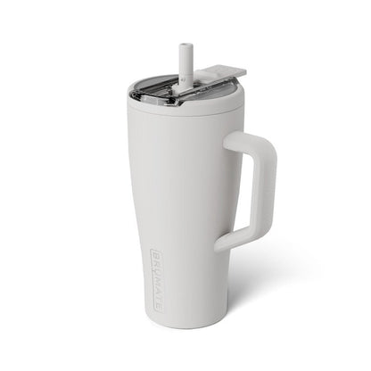 BrüMate Era Flip 30oz Tumbler with 100% Leakproof Covered Straw Lid | Hygienic Covered Straw | Insulated Stainless Steel Water Bottle with Handle | Cup Holder Friendly | BPA-Free (Dune)