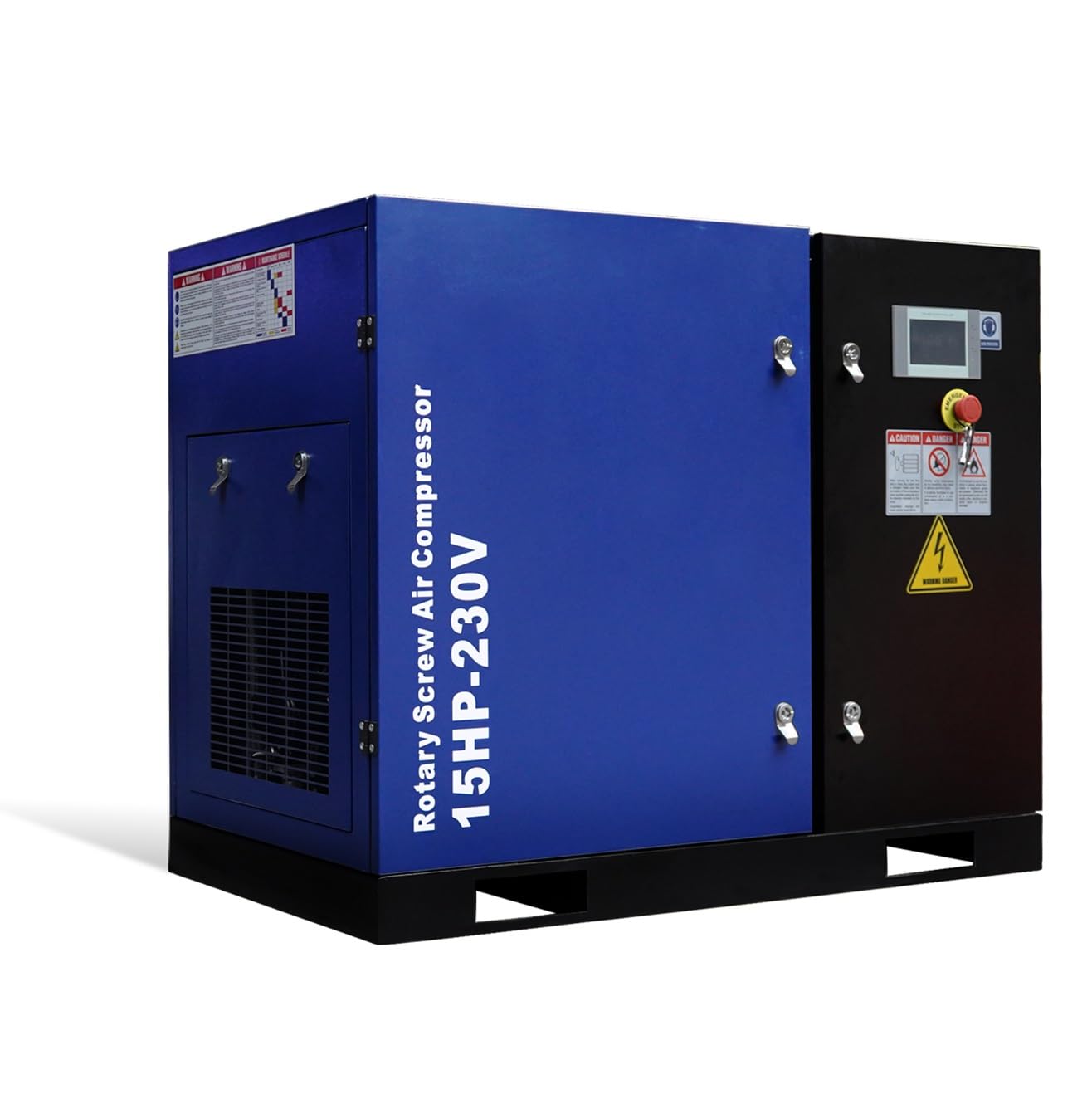 15HP Rotary Screw Air Compressor, 56 CFM, 125PSI, 230V 3PHASE 60HZ, Fixed Speed Compressor, Industrial-Grade, Heavy Duty Air Compressed System
