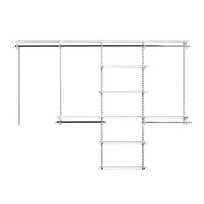 Rubbermaid Configurations Closet Shelves & Hanging Kit (2) 26" Shelves White Custom Pantry Organizer and Storage/Clothes Rack for Home/Laundry/Bathroom/Mudroom/Pantry/Linen Closet