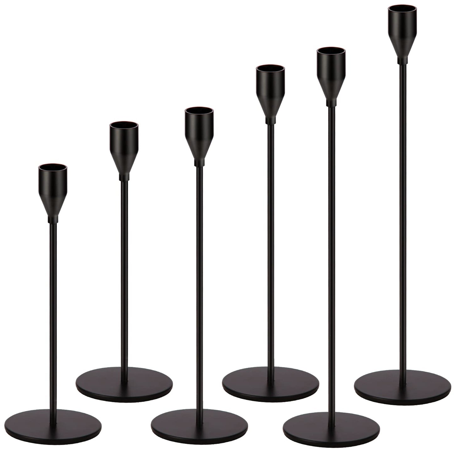 Oatnauxil Matte Black Candle Holders Black Candlestick Holders Metal Candle Holder for Wedding, Dinning, Party, Fits 3/4 inch Thick Candle&Led Candles (Set of 6 Pcs)
