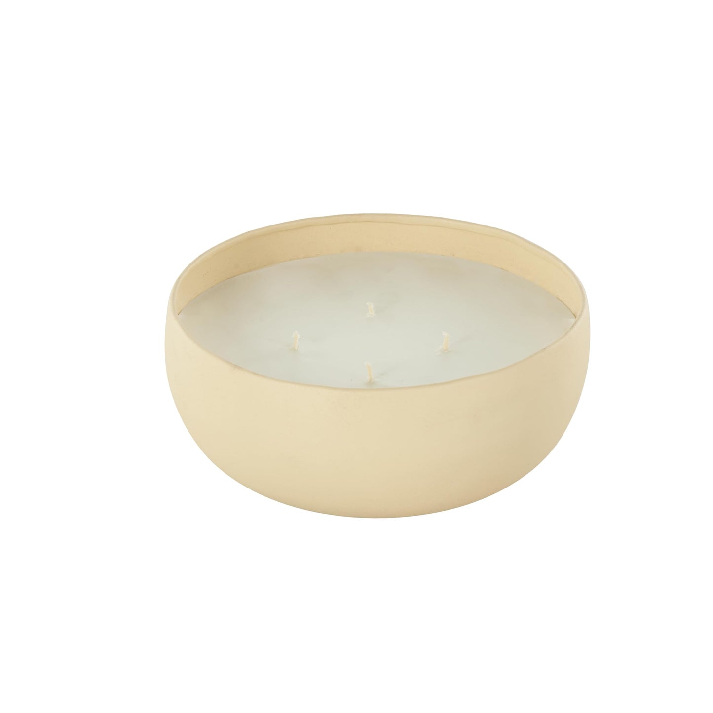 Deco 79 Metal Decorative Candle Rose Blossom & Sandalwood Scented Textured 34oz 4 Wick Aromatherapy Candle with White Wax, Wax Aromatherapy Candle 7" x 7" x 3", Beige