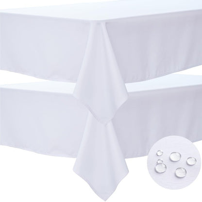 BYDOLL Table Cloth White 60x102 Inch Tablecloth 2 Pack for 6 Foot Rectangle Tables Outdoor Washable Wrinkle Free and Spillproof Polyester Tablecloth for Festival Wedding Party Cover