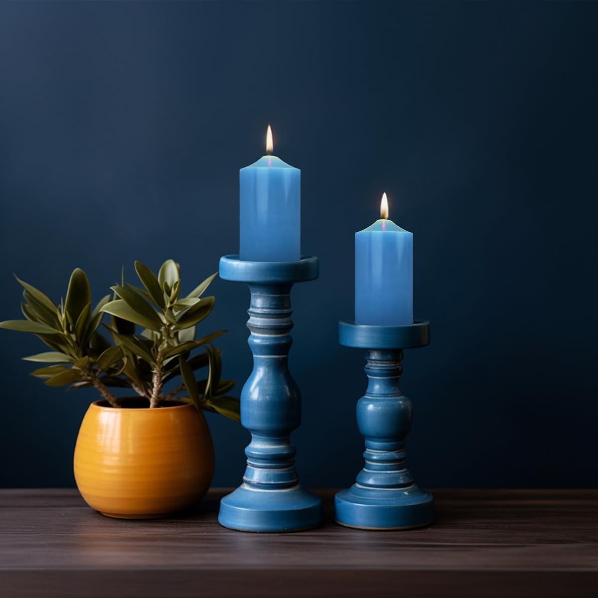 12 Pack 2x3 Inch Blue Pillar Candles, Unscented Column Candles for Home Restaurants Spa Church Weddings, Smokeless Dripless and Clean Burning Emergency Candle