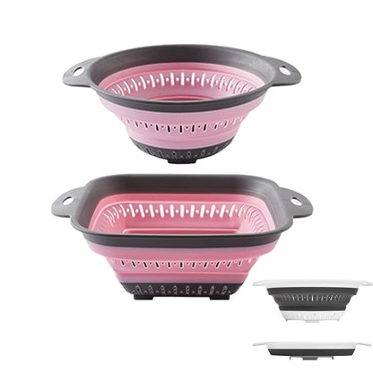 Collapsible Colander and Strainer,Silicone Strainer Colanders & Food Strainers,for Vegetable and Fruit, Kitchen Essentials (2, White, 1.3L+2.5L)