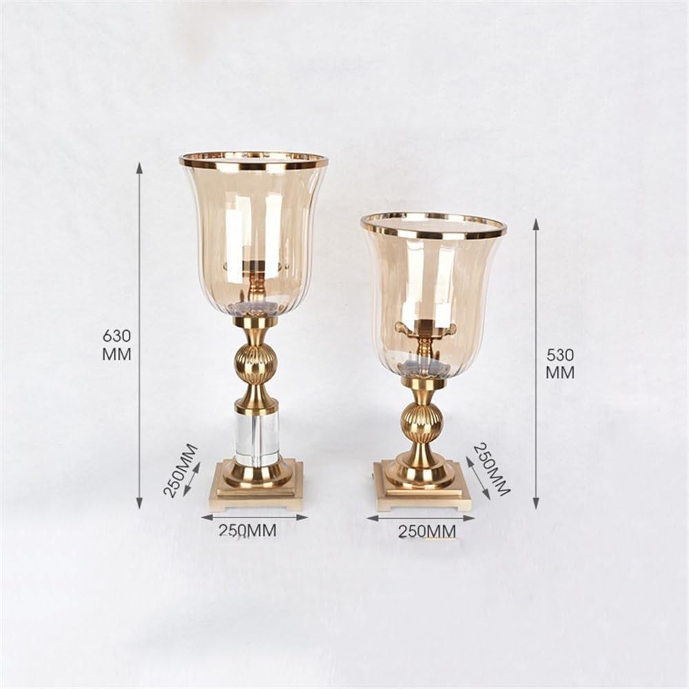 Candlestick Holders European Style Iron Candlestick with Glass Cover Creative Table Decoration Candle Holder Candle Holders(Large)