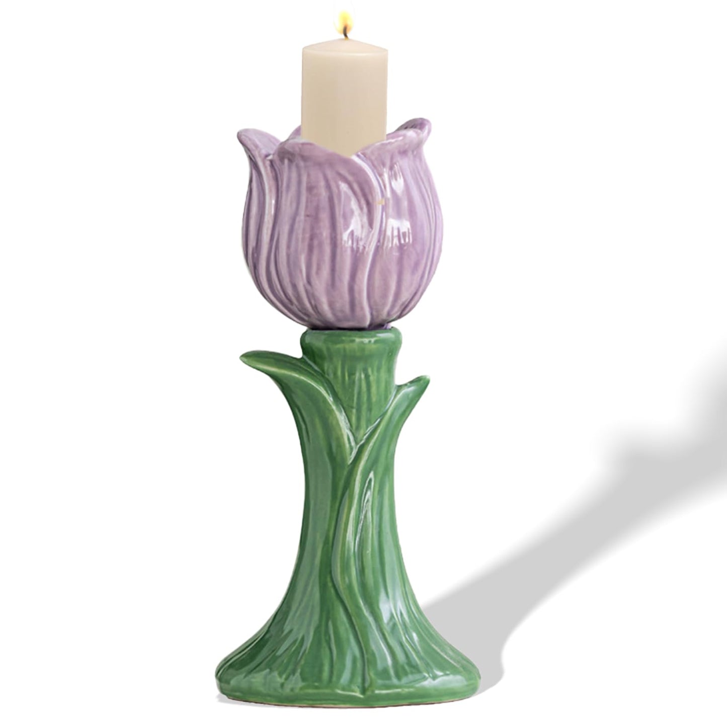 Ceramic Candlestick Holder， Candle Holder for Taper Candles,Incense, Santo Palo, Halloween Christmas Wedding Parties, Dining Room Home Decoration Display (Purple)