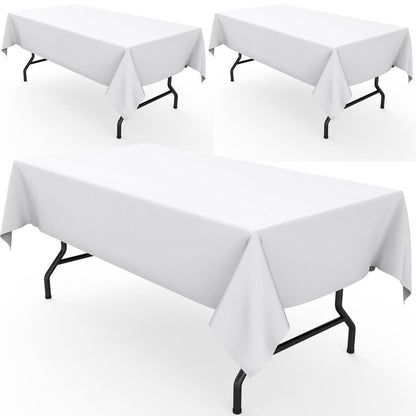 Pureegg Rectangle Table Cloth 60" x 102" – Durable Polyester Tablecloth Offers Reusable & Washable Protection, Ideal for Outdoor Party, Picnic, Wedding, Banquet and Birthday, 3 Pack, Black