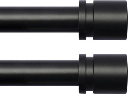 Byondeth Curtain Rods - Adjustable 16 to 144 Inches | 1 Inch Diameter | Black with Aluminium Finials