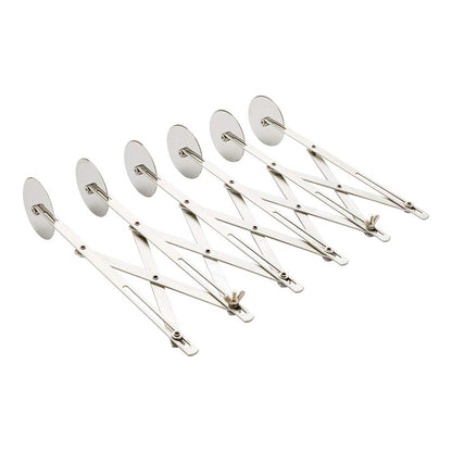 Restaurantware Met Lux 9.5 x 2.25 Inch 6 Wheel Pastry Cutter 1 Expandable Accordion Cutter - Corrosion-Resistant Dishwasher-Safe Stainless Steel Multi-Blade Pizza Cutter For Cutting Pasta Dough