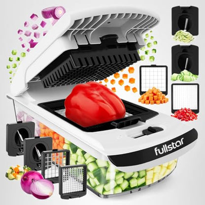 Fullstar The Original Pro Chopper - Vegetable Chopper and Spiralizer, Food Chopper with Container, Fruit Slicer, Kitchen Gadgets & Gifts, Home Essentials (4 in 1, White)