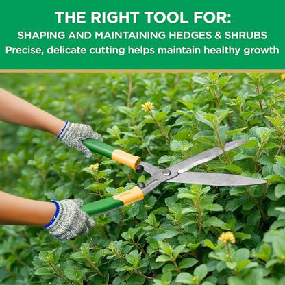 Miracle-Gro 18 in. Wavy Blade Hedge Shears – Lawn and Yard Tool with Sharp Carbon Steel Blades for Trimming Borders, Shaping Bushes, and Shaping/Trimming Hedges, Shrubs