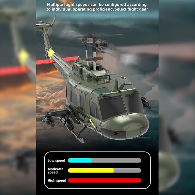 1/48 RC Helicopter for Adults RC ERA C032 UH-1 Huey 2.4G 6CH Gyro Stabilized Remote Control Aircraft with Altitude Hold &amp Optical Flow One-Key Takeoff/Landing