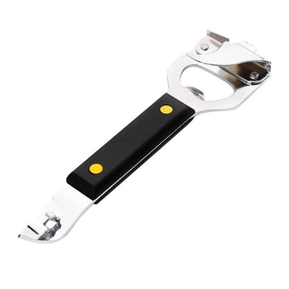 Zemcxney 4-in-1 Can Punch Bottle Opener Classic Stainless Steel Manual Can Opener for Liquid with Cap Catcher, Can Tapper Church Key for Camping and Traveling 1 Pack